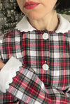 100% Brushed Cotton Tartan Pyjamas With White Collar and Cuffs Ric Rac Trim Sarah Brown London