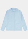 100% Cotton Poplin Blue Pyjama Shirt With White Ric Rac Detailing Sarah Brown London