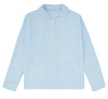 100% Cotton Poplin Blue Pyjama Shirt With White Ric Rac Detailing Sarah Brown London