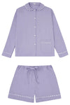 100% Cotton Poplin Blue Pyjama Shirt With White Ric Rac Detailing Sarah Brown London