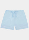 100% Cotton Poplin Blue Pyjama Shorts With White Ric Rac Detailing Sarah Brown London