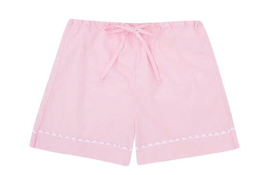 100% Cotton Poplin Blue Pyjama Shorts With White Ric Rac Detailing Sarah Brown London