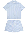 100% Cotton Poplin Blue and White Stripe Pyjamas With White Ric Rac Trim Sarah Brown London