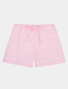  100% Cotton Poplin Lilac Pyjama Shorts With White Ric Rac Detailing Sarah Brown London