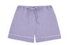 100% Cotton Poplin Lilac Pyjama Shorts With White Ric Rac Detailing Sarah Brown London