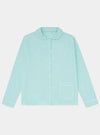 100% Cotton Poplin Mint Pyjama Shirt With White Ric Rac Detailing Sarah Brown London