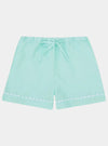 100% Cotton Poplin Mint Pyjama Shorts With White Ric Rac Detailing Sarah Brown London