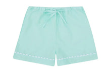  100% Cotton Poplin Mint Pyjama Shorts With White Ric Rac Detailing Sarah Brown London