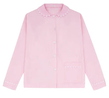  100% Cotton Poplin Pink Pyjama Shirt With White Ric Rac Detailing Sarah Brown London