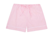  100% Cotton Poplin Pink Pyjama Shorts With White Ric Rac Detailing Sarah Brown London