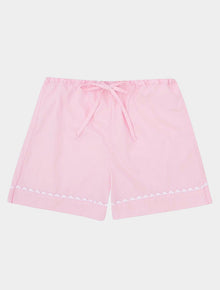  100% Cotton Poplin Pyjama Shorts With White Ric Rac Detailing Sarah Brown London