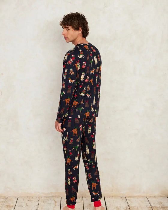 12 Dogs of Christmas Men's Print Long Pyjama Set Chelsea Peers