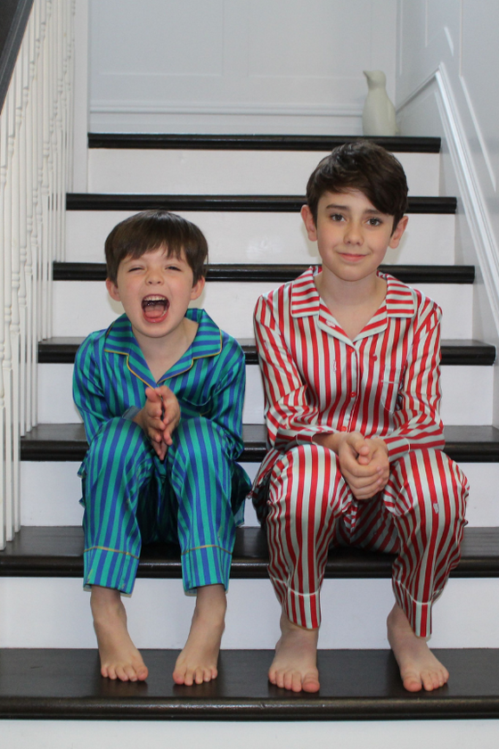 Teddy Rainforest Stripe Boys Silk Pyjama Set