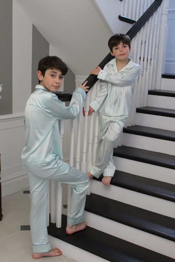 Teddy Glacier Stripe Boys Silk Pyjama Set