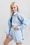 Lomandra Ethical-Cotton Pyjama Shorts - Blue Stripe