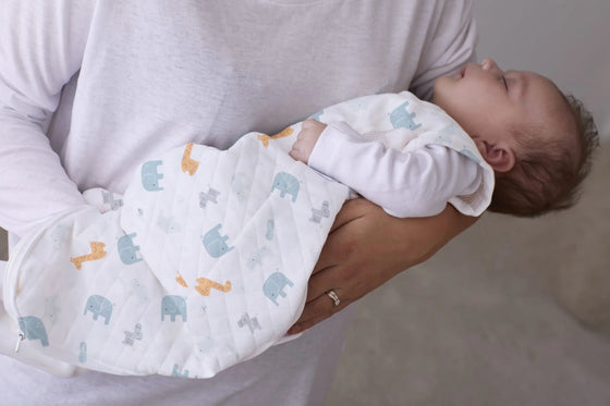 2.5 Tog Swaddle to Sleep Bag - Animal Safari Purflo