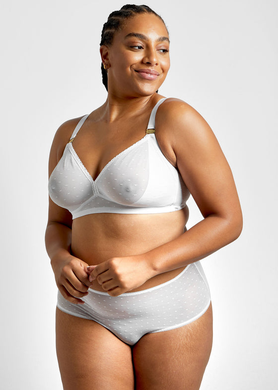 Lotus Recycled-Lace Fuller-Cup Soft Bralette - Glacier White Peachaus