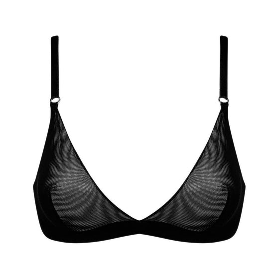 I.D. Line Soft Triangle Fine Black Mesh Bralette NOKAYA