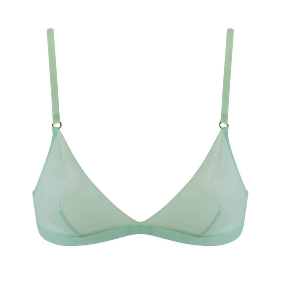 I.D. Line Soft Triangle Fine Mint Cream Mesh Bralette NOKAYA