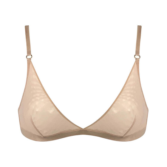 I.D. Line Soft Triangle Fine Nude Mesh Bralette NOKAYA