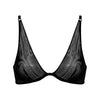 I.D. Line Deep Plunge Underwired Fine Mesh Bra Black NOKAYA