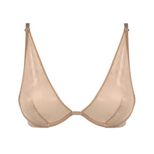  I.D. Line Deep Plunge Underwired Fine Mesh Bra Nude NOKAYA