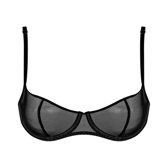 I.D. Line Underwired Fine Mesh Black Balcony Bra NOKAYA