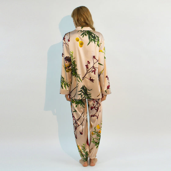 FLYING FLOWER Silk Pyjama Shirt