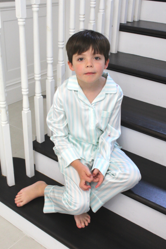 Teddy Glacier Stripe Boys Silk Pyjama Set