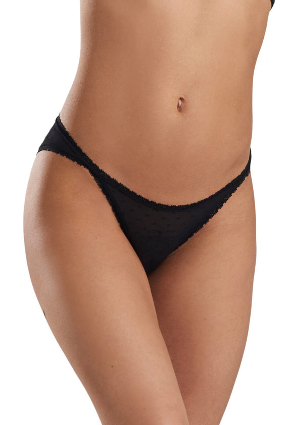 Ume Recycled-Lace Mid-Rise Briefs - Volcanic Black