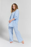 Yew Striped Ethical-Cotton Pyjama Shirt - Mountain Blue