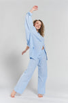 Yew Striped Ethical-Cotton Pyjama Shirt - Mountain Blue