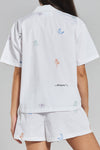 Tsubaki Embroidered Ethical-Cotton Shorts - Glacier White