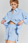 Yew Striped Ethical-Cotton Pyjama Shirt - Mountain Blue