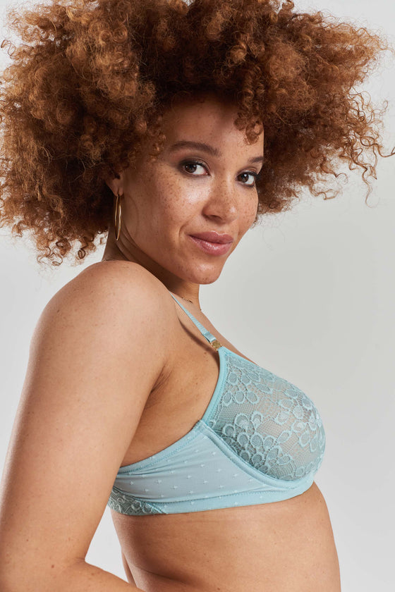 Betula Recycled-Tulle Underwired Balconette Bra - Fjordland Green