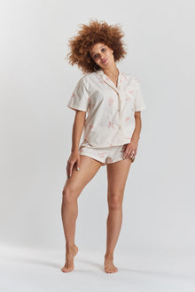  Picea Embroidered Ethical-Cotton Pyjama Shirt - Shoreline Peach