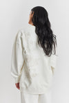 Salix Blossom-Embroidered Ethical-Cotton Sweatshirt - Moonlight White