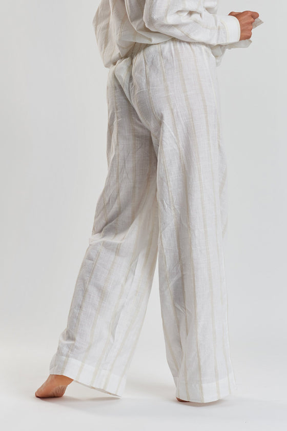 Robinia Ethical-Cotton Wide-Leg Pyjama Trousers - Summer Sand Beige
