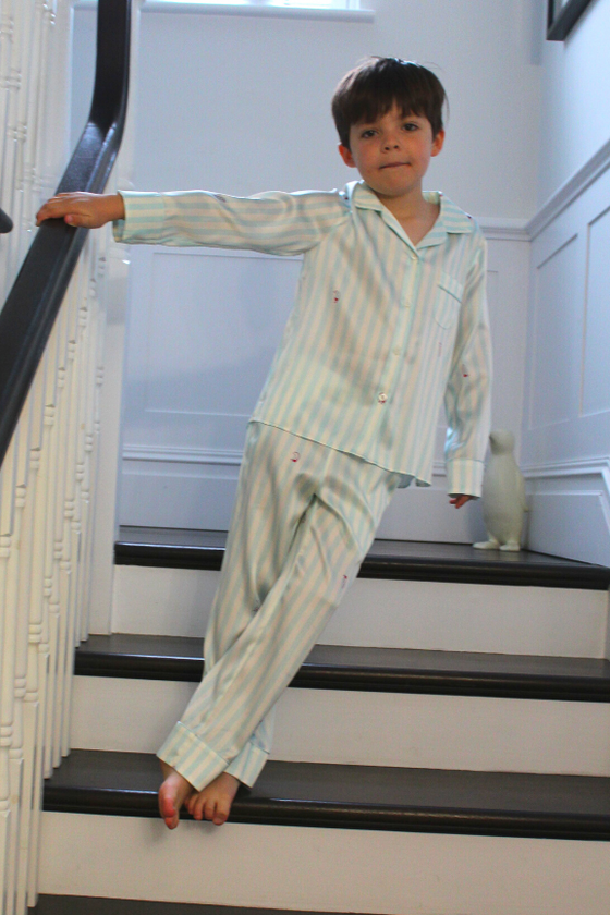 Teddy Glacier Stripe Boys Silk Pyjama Set