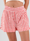 Lomandra Gingham Check Ethical-Cotton Pyjama Shorts - Canyon Peach Peachaus