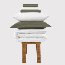  300 Thread Count Peaceful Empress - White with Sage Green Set Bedding Envy