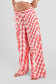  Robinia Gingham Check Ethical-Cotton Pyjama Trousers - Canyon Peach