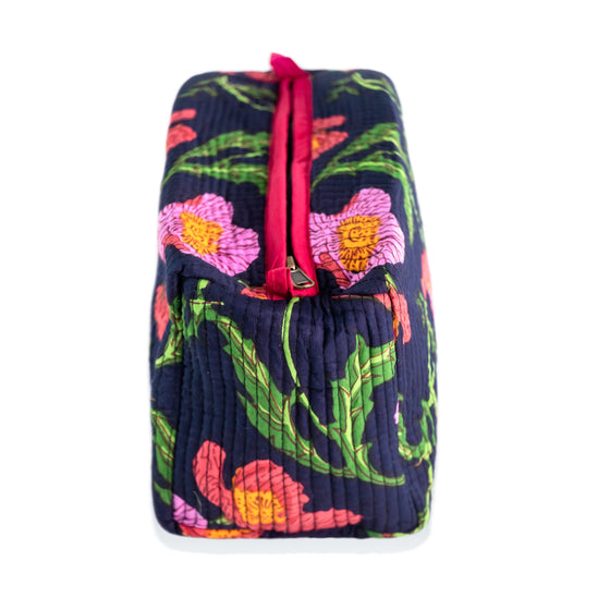 Midnight Sweetpea Cotton Wash Bag inara