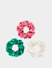  3 Large Silk Scrunchies - Watermelon Sugar Silk Works London