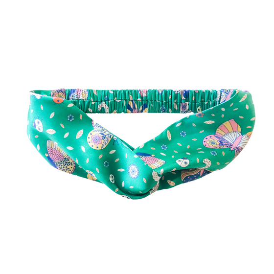 Dottie Silk Headband in Rainforest Butterfly Sleepy Wilson