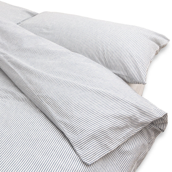 Washed Cotton Duvet Cover | Light Blue Stripe