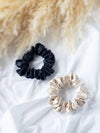 Mulberry Silk Classic Scrunchie in Silver Grey/Navy