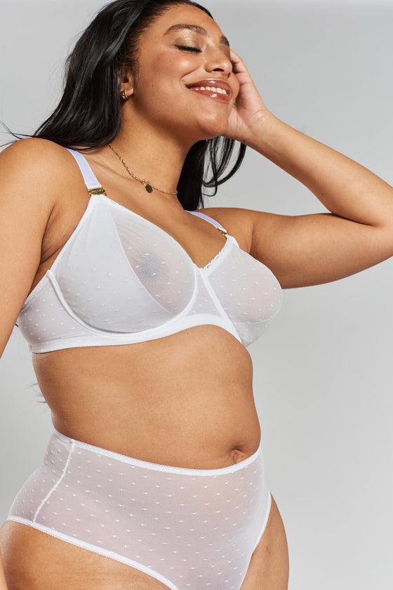 Konara Recycled-Lace Fuller-Cup Underwired Bra - Glacier White