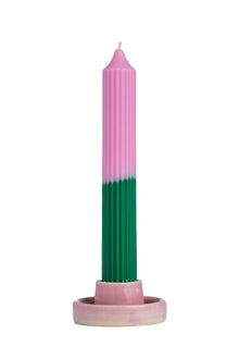  Skinny Tall Drippy Pillar Candle, Pink & Green NO HOLDER