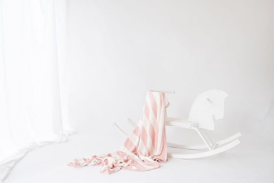 Blush Pink Knitted Bamboo Pram Blanket